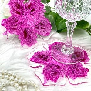 Set of resin flower coasters Modern coasters Drink Coasters small gift set of 2